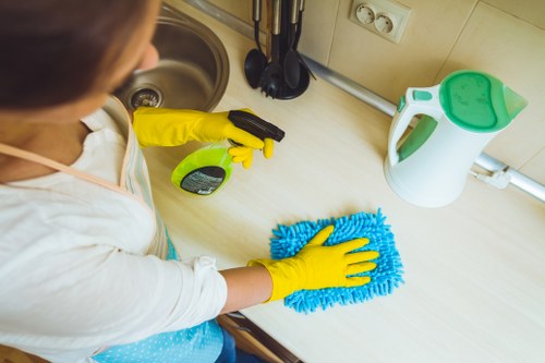 Commercial cleaning team maintaining an office in Merton
